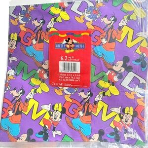 Disney Cleo 1998 Mickey for Kids Vintage Gift Wrap 3 Sheets Sealed NOS
